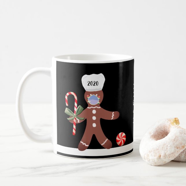 Niedliche Weihnachten 2020 Lebkuchenmann in Gesich Kaffeetasse (Mit Donut)