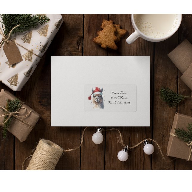 Niedliche Weihnachten Alpaca, Brauch Adressaufkleber (Von Creator hochgeladen)