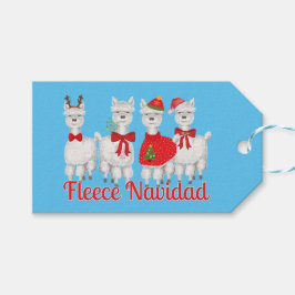 Niedliche Weihnachten Alpaca mit Holly in Blue Geschenkanhänger