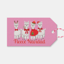 Niedliche Weihnachten Alpaca mit Holly in Pink Geschenkanhänger