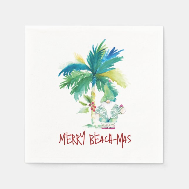 Niedliche Weihnachten am Strand Serviette (Vorderseite)