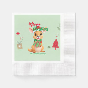 Niedliche Weihnachten Baby Kangaroo Santa Scarf Al Serviette