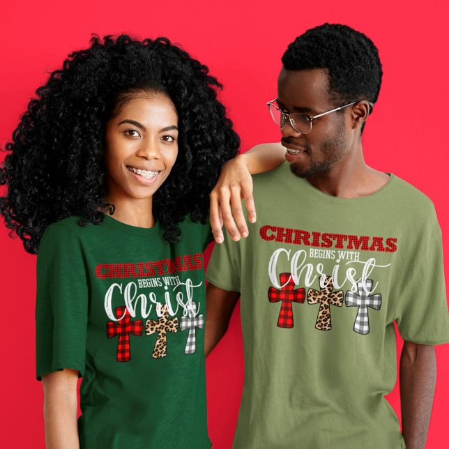 Niedliche Weihnachten beginnt mit Christus Religio T-Shirt (Von Creator hochgeladen)