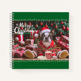 Niedliche Weihnachten Boston Terrier Pajamas Perso Notizbuch