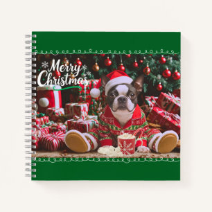 Niedliche Weihnachten Boston Terrier Pajamas Perso Notizbuch