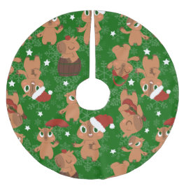 niedliche Weihnachten Capybara Schneeflocken Polyester Weihnachtsbaumdecke