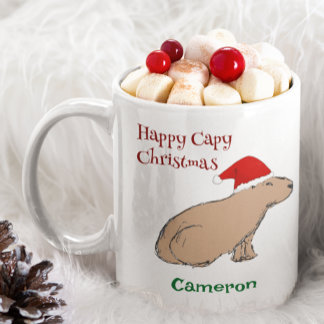 Niedliche Weihnachten Capybara Weihnachtsmannmütze Kaffeetasse