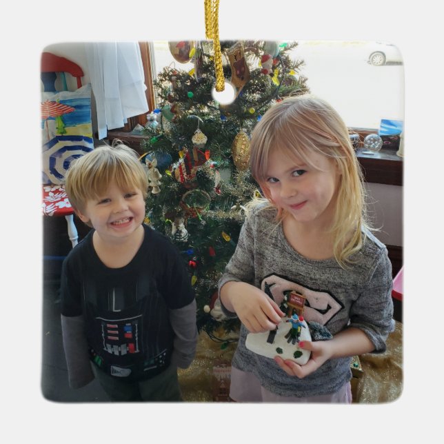 Niedliche Weihnachten der Fotos Keramikornament (Vorderseite)