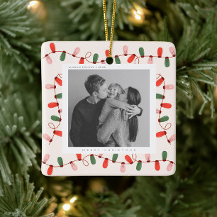 Niedliche Weihnachten Familienurlaub Foto Keramikornament