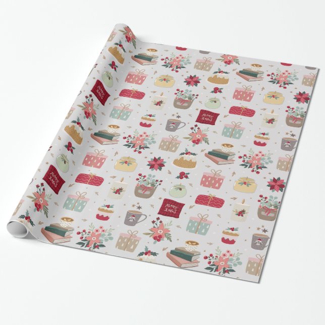 Niedliche Weihnachten Geschenkpapier (Ungerollt)