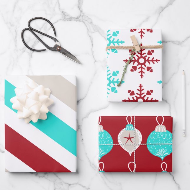 Niedliche Weihnachten Geschenkpapier Set (Vorderseite)