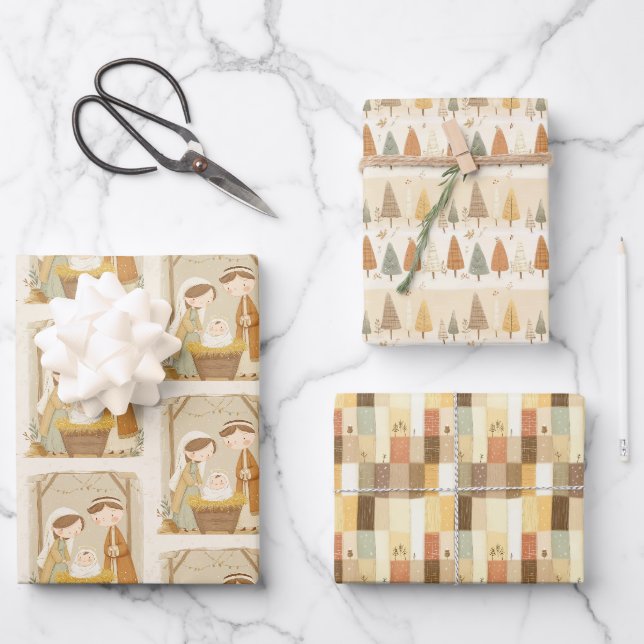 Niedliche Weihnachten Geschenkpapier Set (Vorderseite)