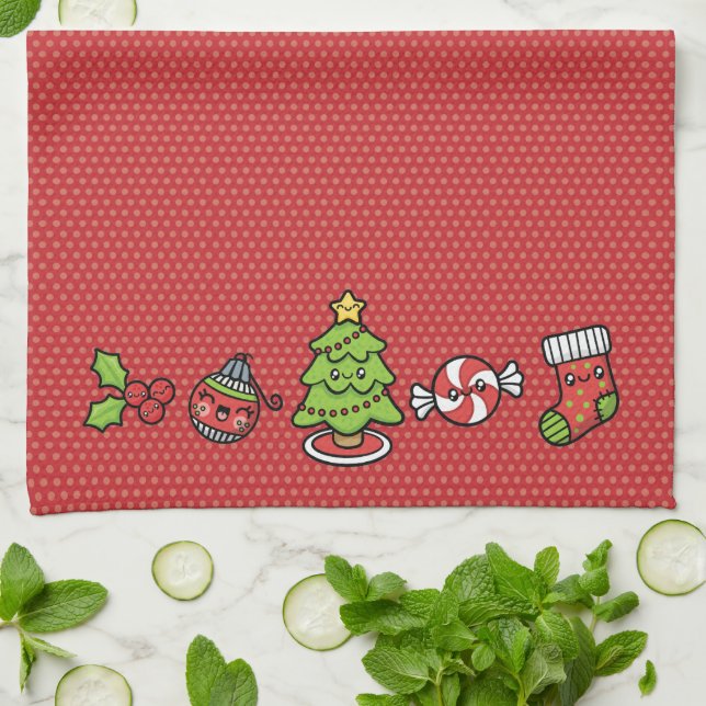 Niedliche Weihnachten Geschirrtuch (Gefaltet)