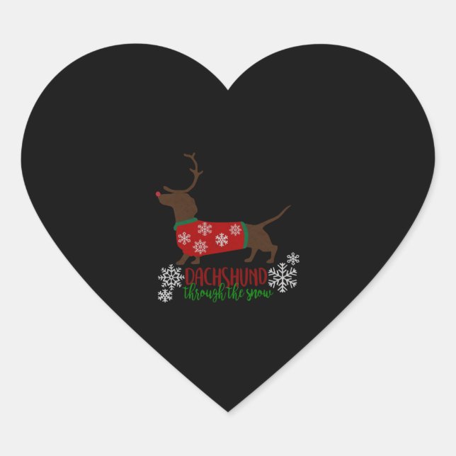 Niedliche Weihnachten gibt Dackel durch den Schnee Herz-Aufkleber (Vorderseite)