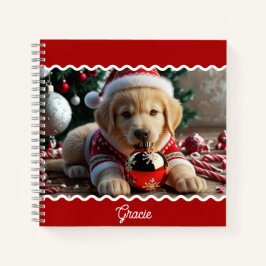 Niedliche Weihnachten Golden Retriever Welpe Perso Notizbuch