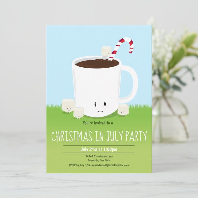 Niedliche Weihnachten im Juli Party Einladung (Stehend Vorderseite)