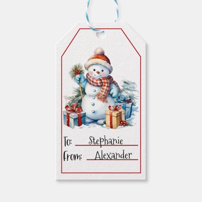 Niedliche Weihnachten im Schneemann (1) Geschenkanhänger (Vorderseite)