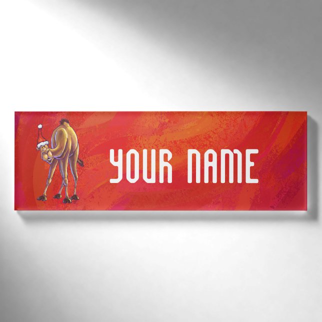 Niedliche Weihnachten in Camel Namenschild (Vorderseite)