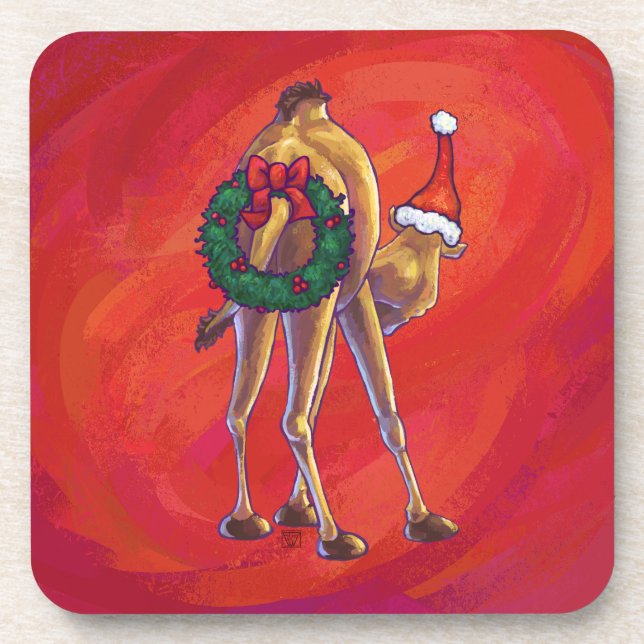 Niedliche Weihnachten in Camel Untersetzer (Vorderseite)