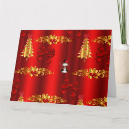 Niedliche Weihnachten in Rot und Gold Karte