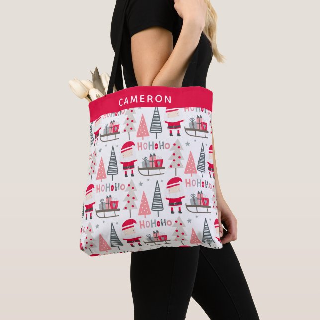 Niedliche Weihnachten Kawaii Santa Trees Personali Tasche (Von Nahem)
