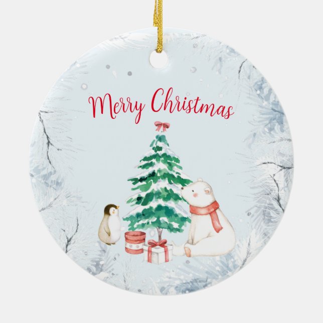 Niedliche Weihnachten Keramik Ornament (Hinten)