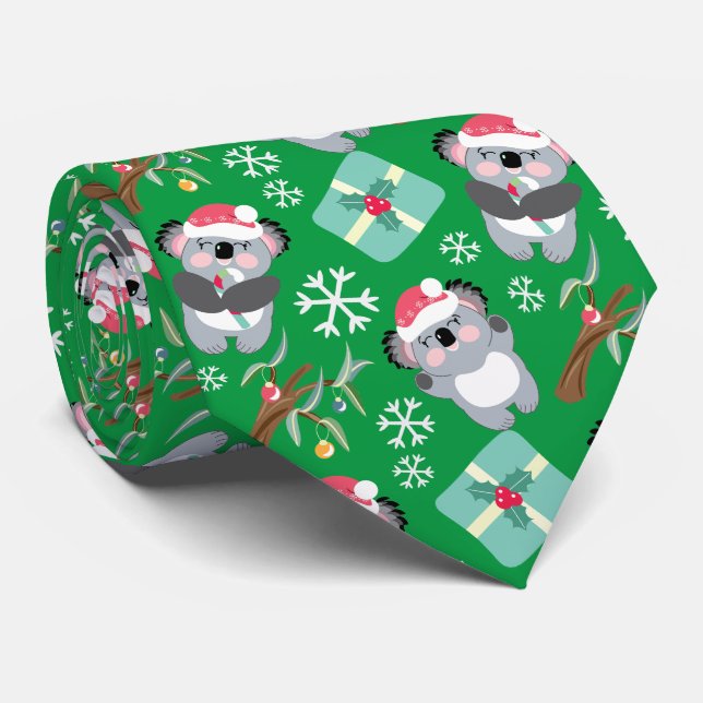 Niedliche Weihnachten Koala Krawatte (Gerollt)