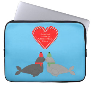 Niedliche Weihnachten Küssen Siegel Laptopschutzhülle