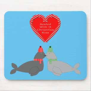 Niedliche Weihnachten Küssen Siegel Mousepad