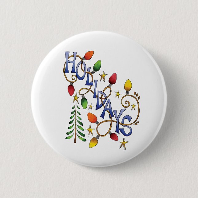 Niedliche Weihnachten, Lichter und Sterne mit Urla Button (Vorderseite)