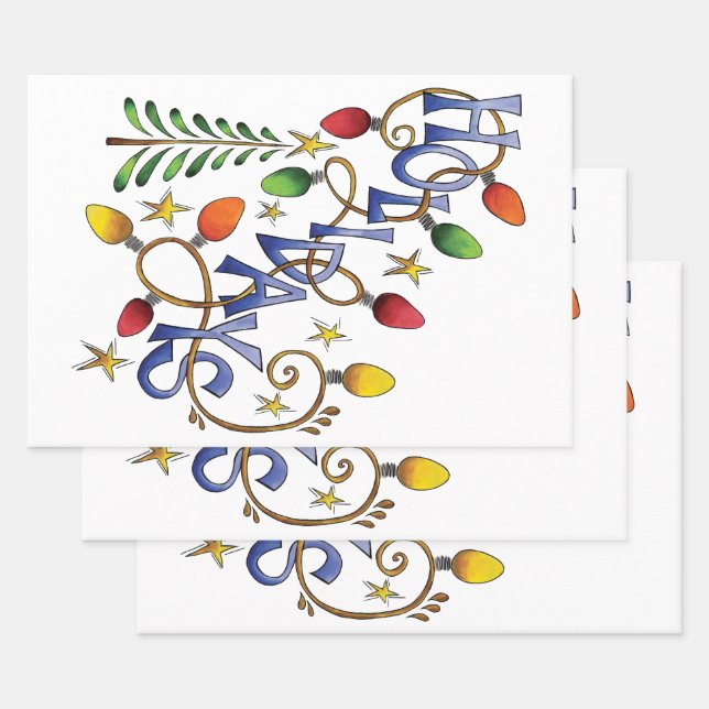 Niedliche Weihnachten, Lichter und Sterne mit Urla Geschenkpapier Set (Set)