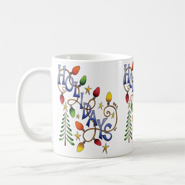 Niedliche Weihnachten, Lichter und Sterne mit Urla Kaffeetasse (Links)