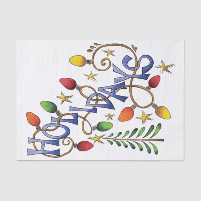 Niedliche Weihnachten, Lichter und Sterne mit Urla Seidenpapier (Vorderseite)