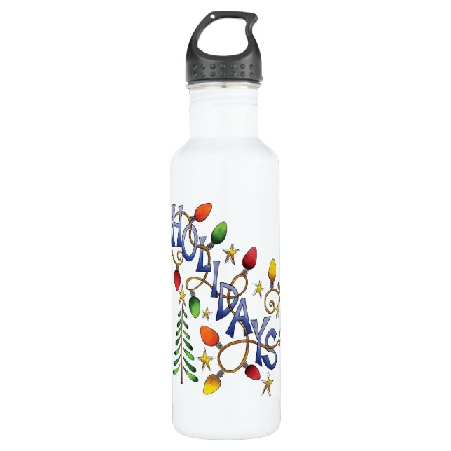 Niedliche Weihnachten, Lichter und Sterne mit Urla Trinkflasche (Vorderseite)