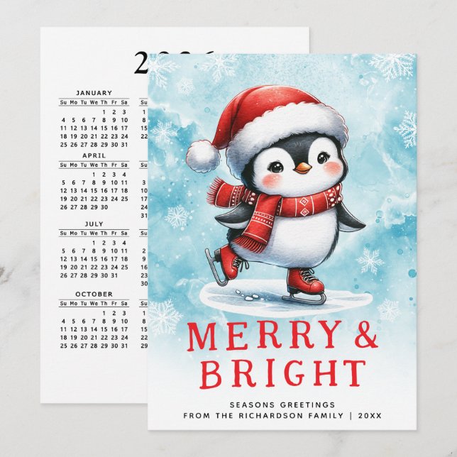 Niedliche Weihnachten Merry & Bright Ice Skaten Pe (Vorne/Hinten)
