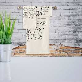 Niedliche Weihnachten Minimalistisch Doodle Handtu Badhandtuch Set