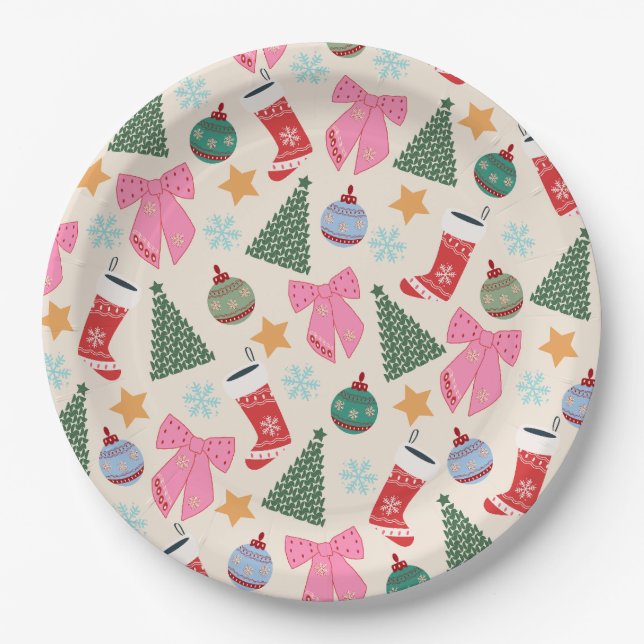 Niedliche Weihnachten Pappteller (Vorderseite)