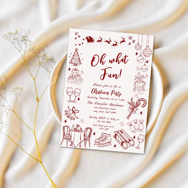 Niedliche Weihnachten Party Doodle Einladung (Von Creator hochgeladen)
