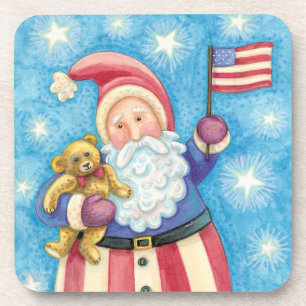 Niedliche Weihnachten, Patriotischer Weihnachtsman Getränkeuntersetzer