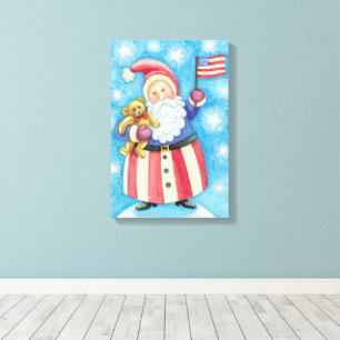 Niedliche Weihnachten, Patriotischer Weihnachtsman Leinwanddruck