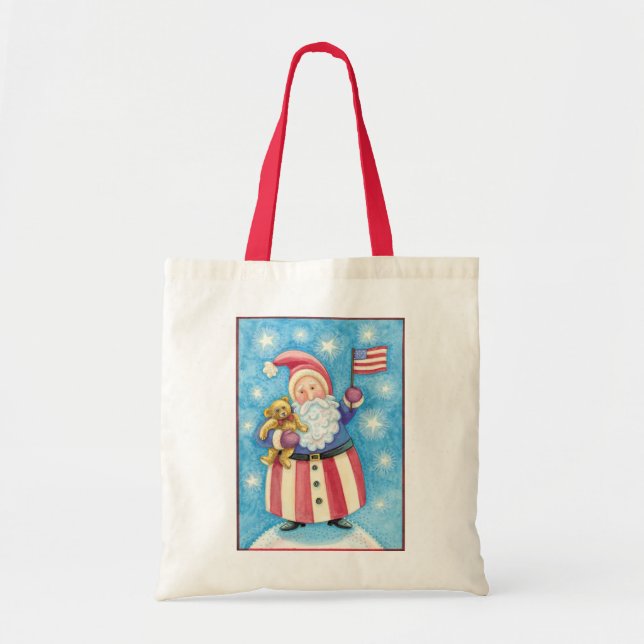 Niedliche Weihnachten, Patriotischer Weihnachtsman Tragetasche (Vorne)