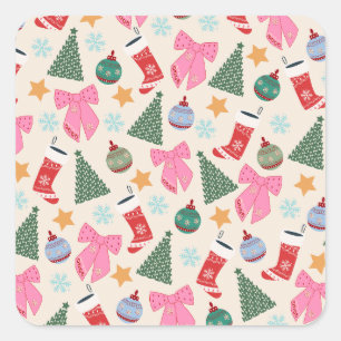 Niedliche Weihnachten Quadratischer Aufkleber