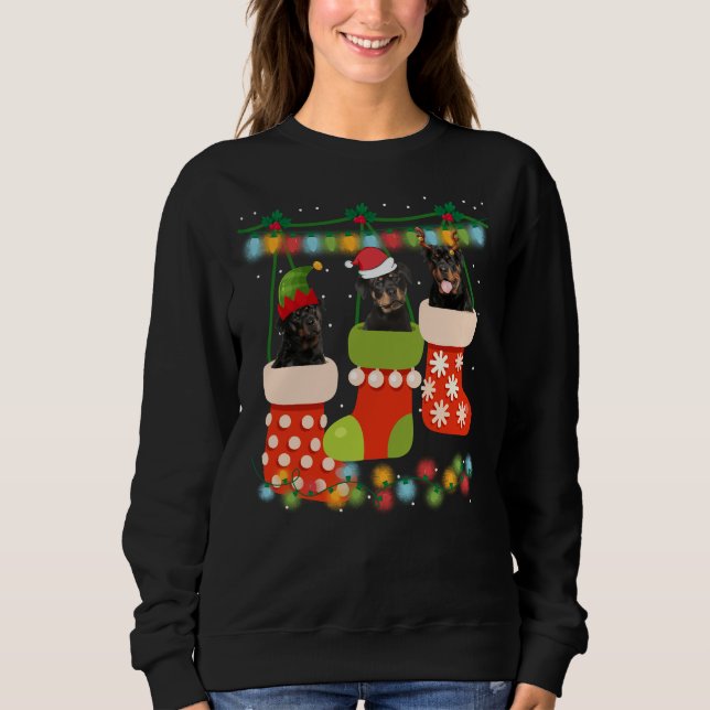 Niedliche Weihnachten Rottweiler Sock Xmas Reindei Sweatshirt (Vorderseite)