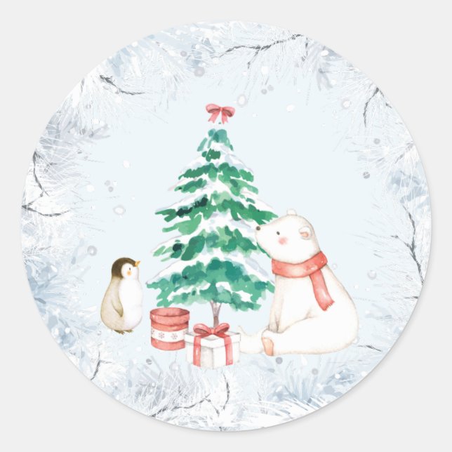 Niedliche Weihnachten Runder Aufkleber (Vorderseite)