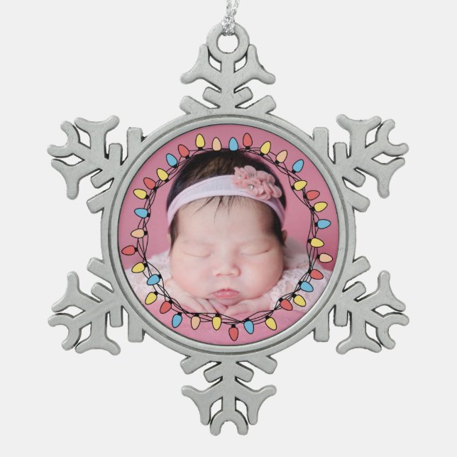 Niedliche Weihnachten Schneeflocken Zinn-Ornament (Vorderseite)