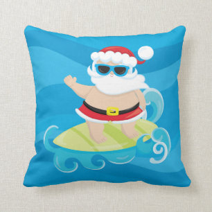 Niedliche Weihnachten Surfen im Santa Beach House Kissen
