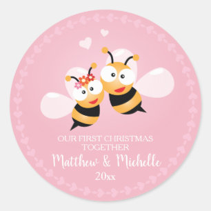 Niedliche Weihnachten und Honey zusammen Runder Aufkleber