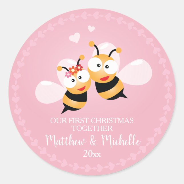 Niedliche Weihnachten und Honey zusammen Runder Aufkleber (Vorderseite)