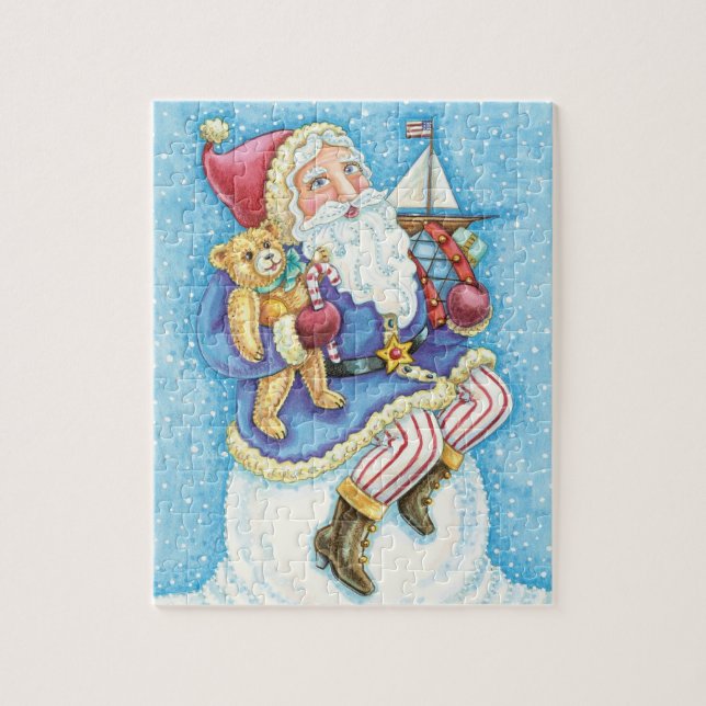Niedliche Weihnachten, Weihnachtsmann auf Snowball (Vertikal)
