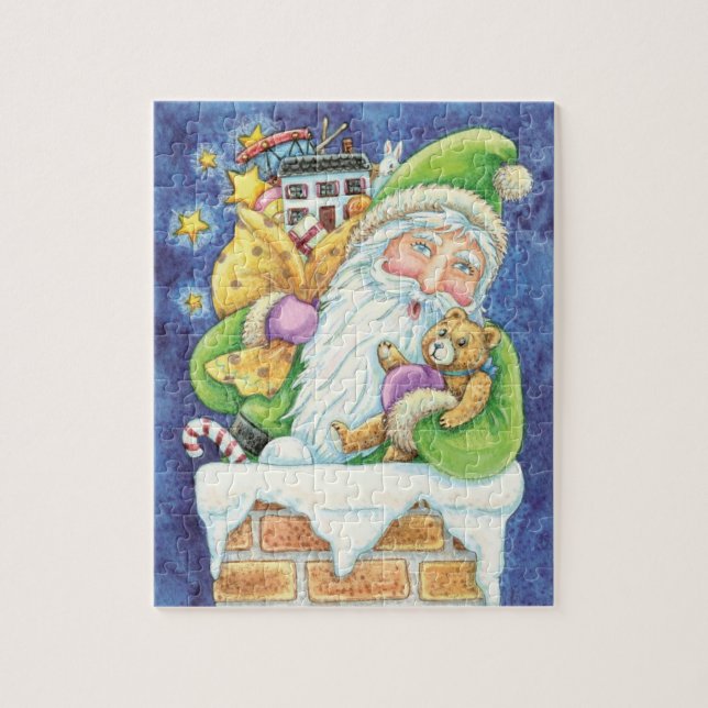 Niedliche Weihnachten, Weihnachtsmann im Schornste (Vertikal)